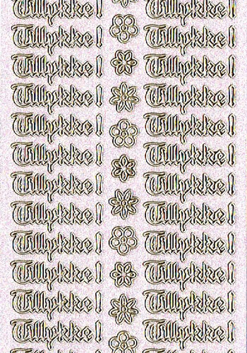 Sticker tillykke glitterguld 620 1cm